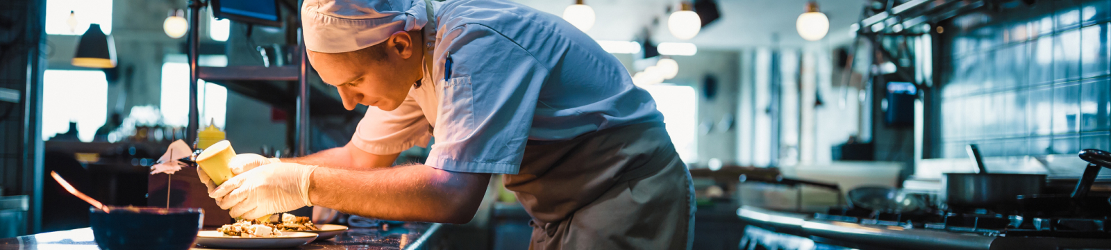 Chef working in commercial kitchen